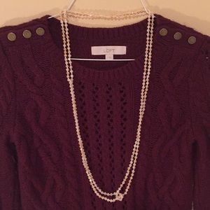 LOFT mulberry cable knit sweater Sz S.